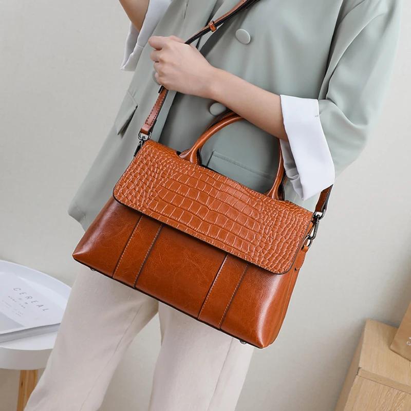 Women's Genuine Leather Bag Feminine Crossbody Designer Luxurious Shoulder Bags for Ladies Large Capacity Retro Bag Casual