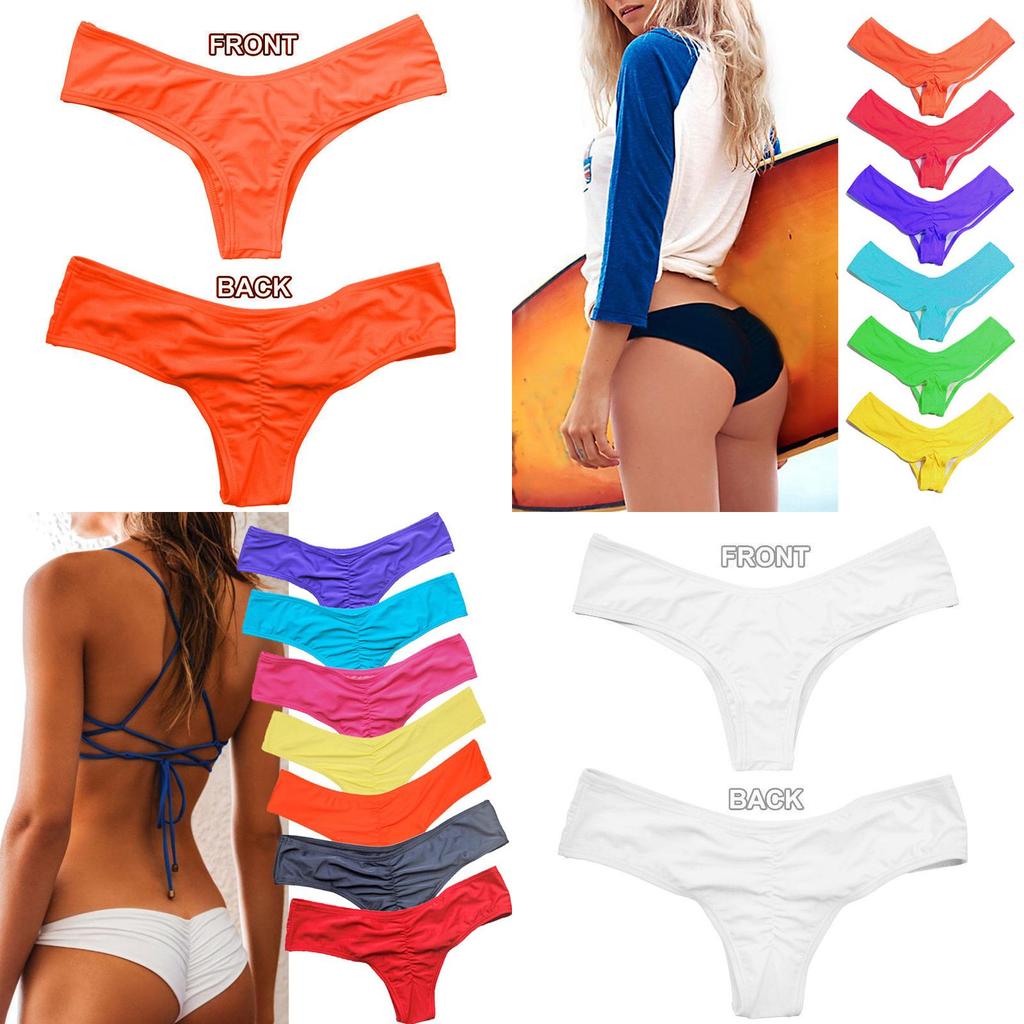Luxurious Women Brazilian G-string Briefs With Elegant Ruffles For Beachwear