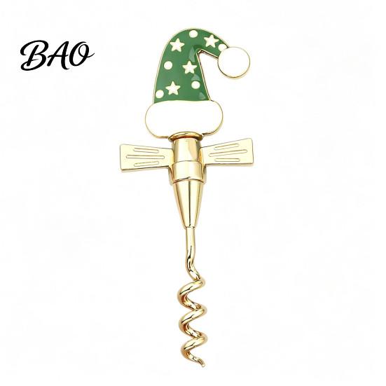 Novelty Wine Bottle Opener Zinc Alloy Christmas Opener, Enamel Hat/Gift/Bear/Dachshund Design, Ergonomic Double Wing Handle Corkscrew, Decorative Cork