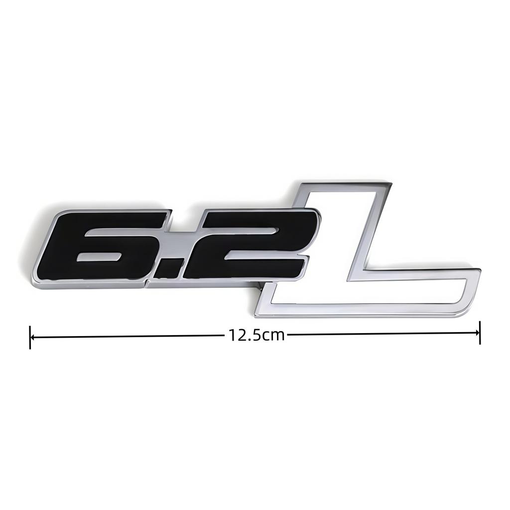 3D Metal 6.2L Badge Sticker Rear trunk Emblem Decal for ESCALADE Corvette and All Cars With a Displacement of 6.2 Liters