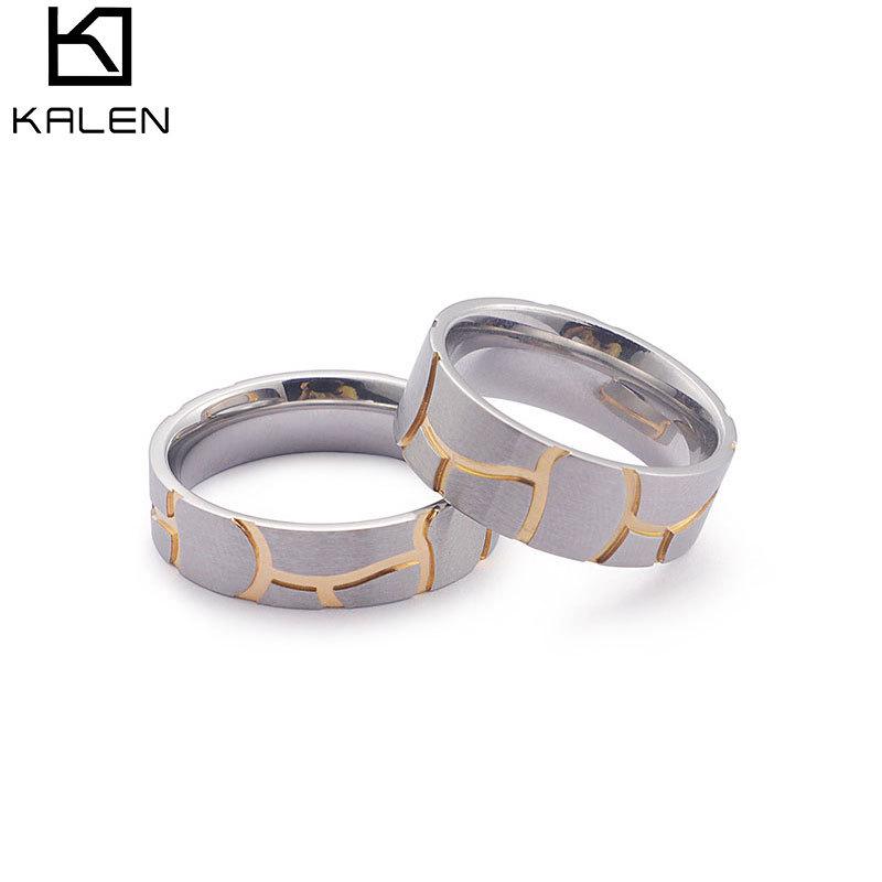 

Titanium Steel Two-Tone Couple Rings – Engravable Korean Fashion Jewelry for Men and Women. Size 12