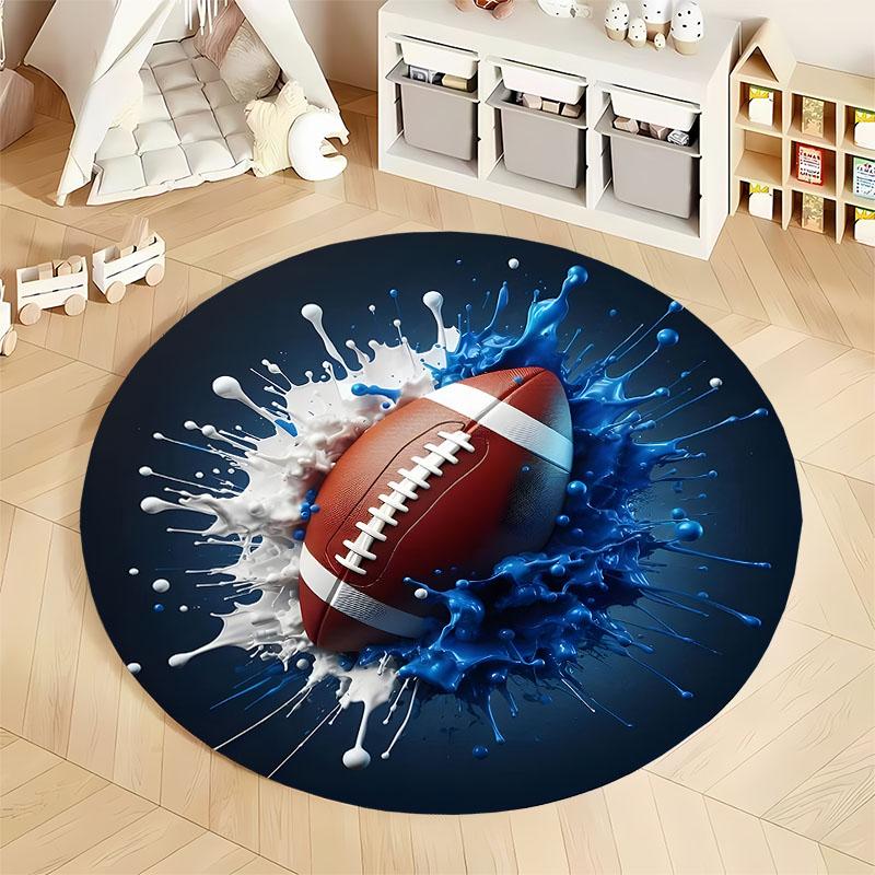 shipping naxt day! Dynamic Splash Football Rug for Sports Enthusiasts round carpet for home sofa bedroom, gift