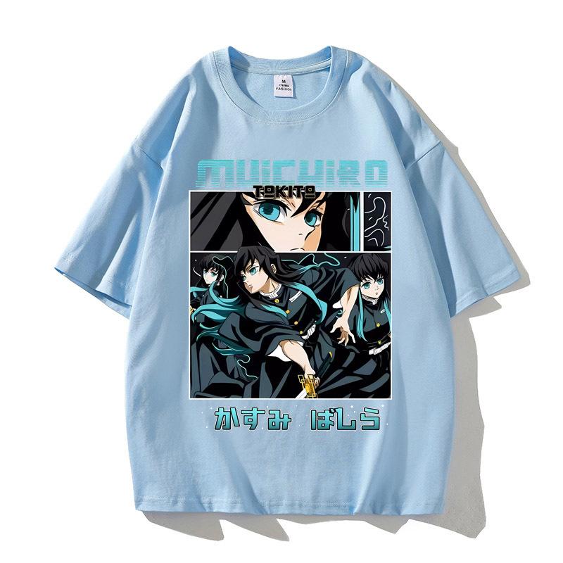 Muichiro Tokito Topper Bomull Høy Kvalitet tenåring Vintage estetisk kvinne harajuku skjorte hip hop Universitet Digital Gotisk