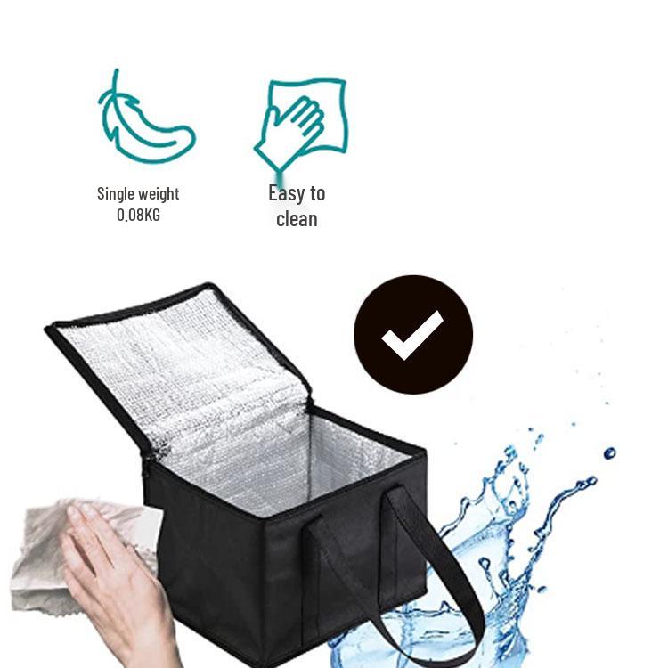 Black Insulated Non-Woven Zipper Tote for Outdoor Picnics