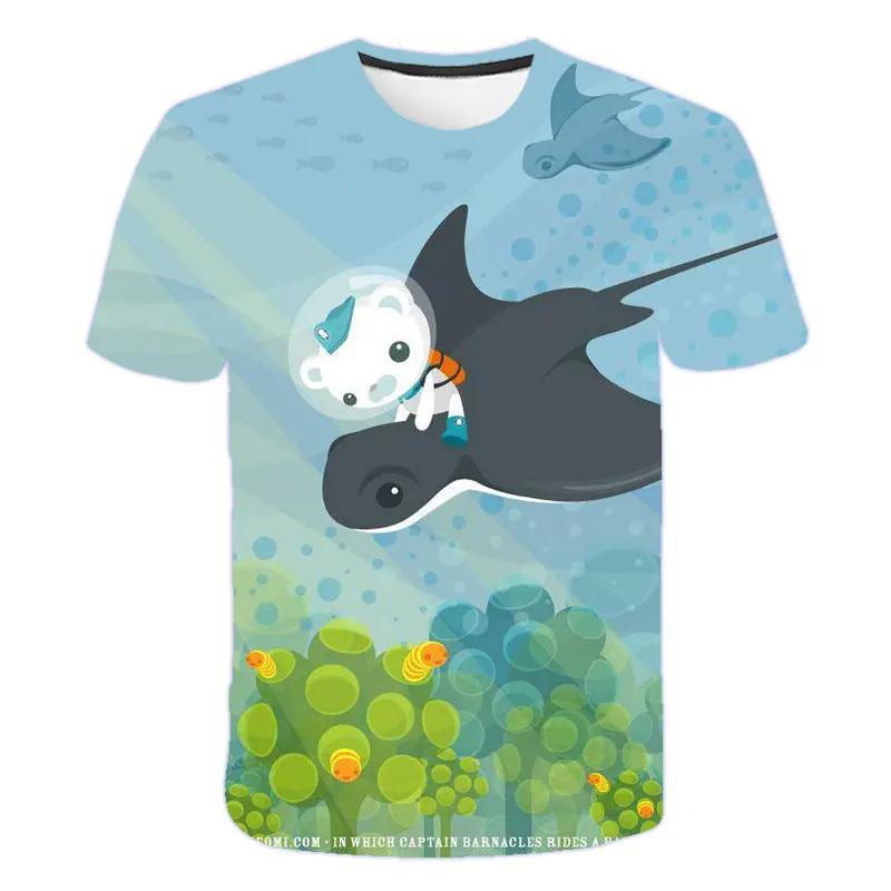 Kidss Fashion 3D The Octonauts Printed Short-Sleeved Tops For Boys Girls Summer Short-Sleeved High-Quality Children's Clothes