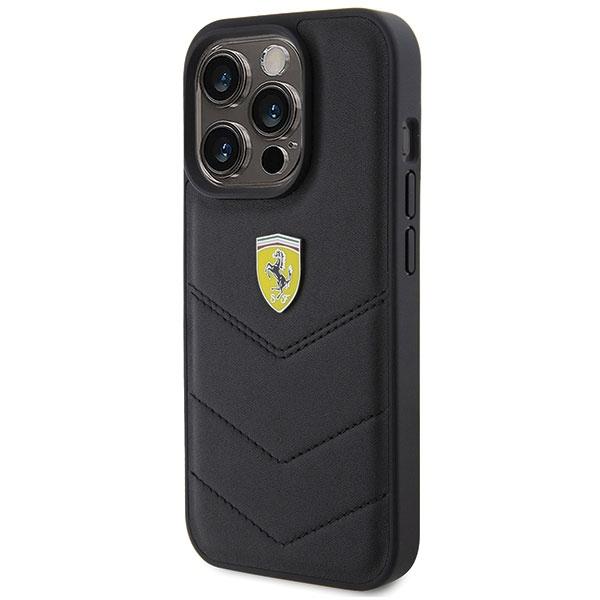 Ferrari Fehcp15Lrduk Iphone 15 Pro 6.1 Czarny/Black Hardcase Quilted Metal Logo