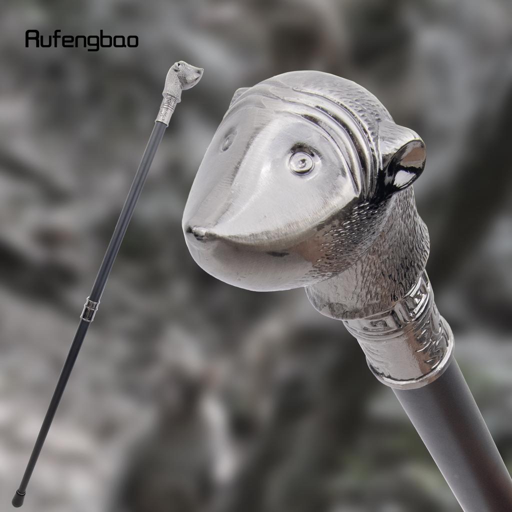 Baston de mers la modă cu animale Hamster Argintiu Cobai Decorativ Cospaly Vintage Petrecere La modă Baston Crosieră 93cm