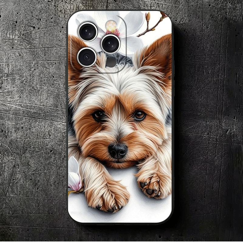 Yorkshire Terrier Dog Soft Phone Case for iPhone 16 16E 17 Air 15 Pro Max 14 Plus 13 Mini 11 12 7 Black Cover Back Shell