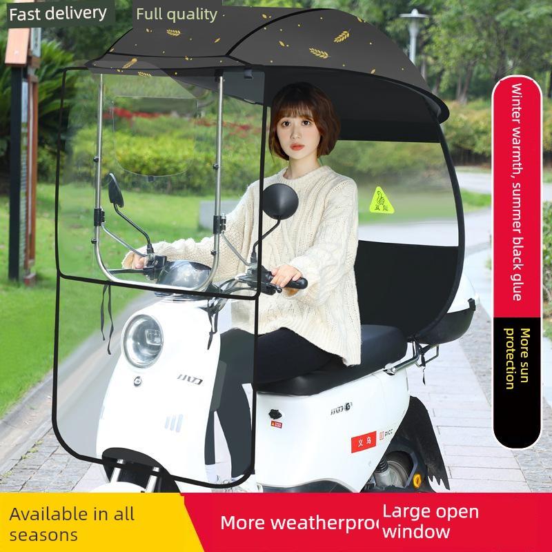 Installation-Free Folding Sunshade Umbrella, Sun Protection Canopy for Scooters, Automatic Retractable Electric Vehicle Rain Shelter, Thickened New