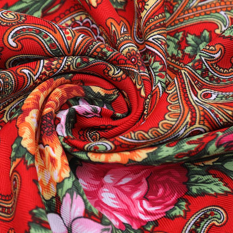 Schal für Damen im ethnischen Stil von Xinjiang: Vintage Print Quaste Quadratischer Schal