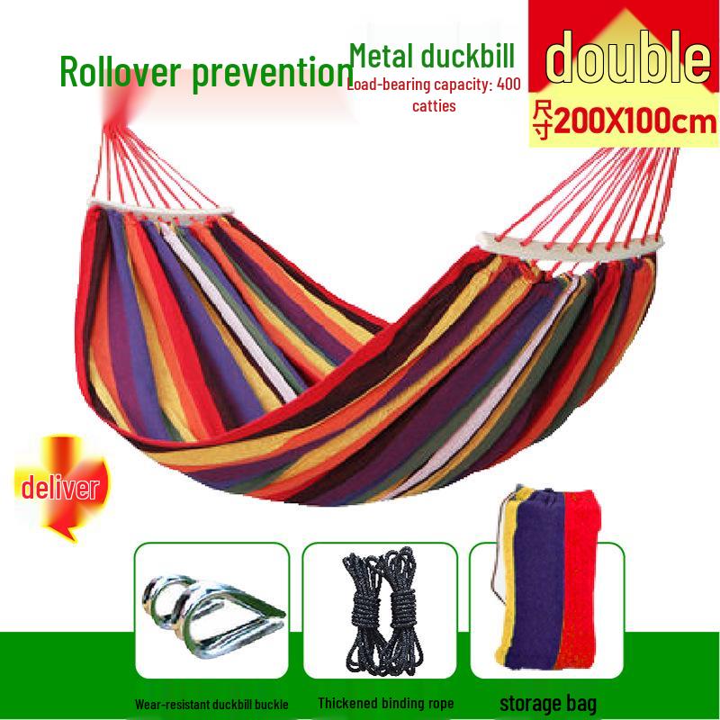 Reinforced Wooden Stick Canvas Outdoor Camping Hammock