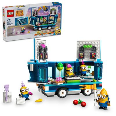 LEGO Minion Music Party Bus Toy, Birthday Gift, Building Blocks, for Girls and Boys Ages 7, 8, and 9, Pretend Play, Pretend Play, Model 75581