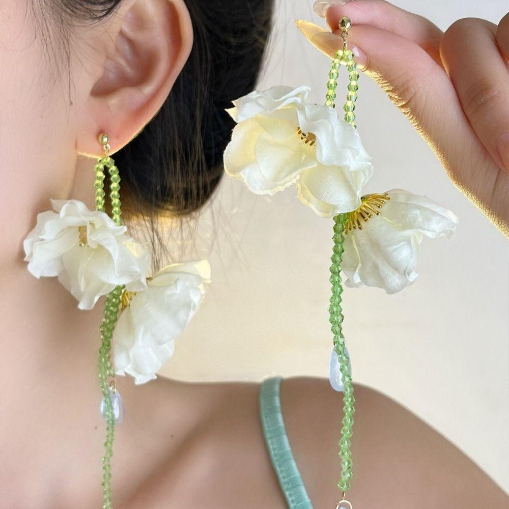 Minority Design Resin Flower Necklace Korean Style Tassel Earrings  Birthday Gift