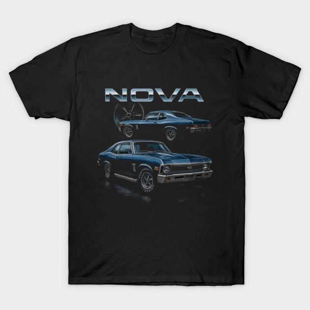 

Men Black Print T-shirt 1970 Chevy Nova Ss – Classic American Muscle Car Illustration No-Cut Transfer Paper Print Cotton Tshirt XL