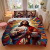 3PCs ReligiousIconography Design Cover Set, Breathable Fabric, Machine Washable (1 Duvet Cover + 2 Pillowcases) (Without Quilt) Yy250911103