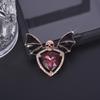 Punk Style Crystal Skull Brooch Vintage Rhinestone Wing Badge Lapel Pins for Women Men Accessories Halloween Brooches Gifts