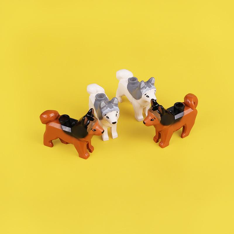 Mattoncini Compatibili Animali per Bambini MOC cane da Polizia con pelo dorato husky bulldog chihuahua modello mattoncini bambini Giocattoli Fai da Te 5p