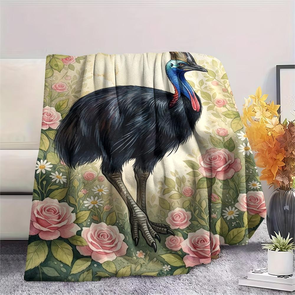 1PC Floral Fantasy Creatures Print FlAannel Blanket, High quality Comfortable for All Seasons, Home Decor, Warmth and Comfort