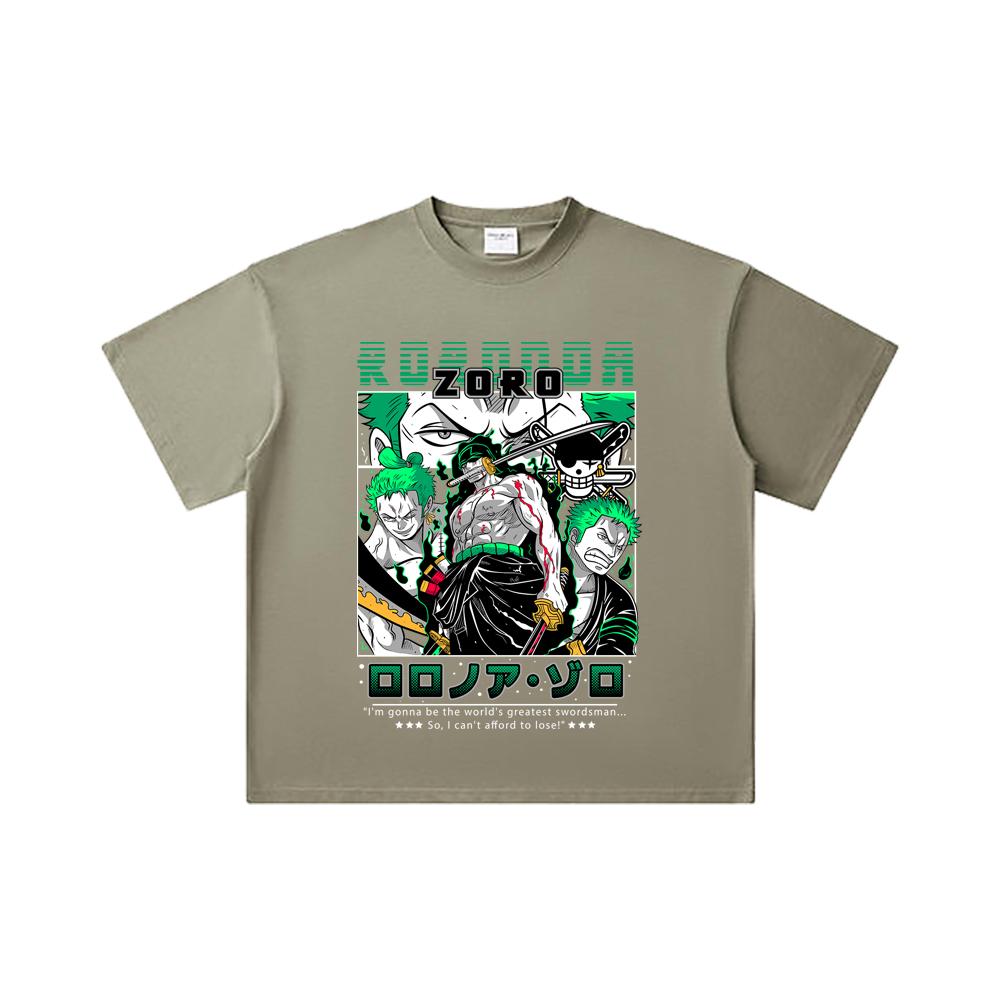 T-shirt Unisex in Cotone Pesante 260 GSM Filato Doppio Titolo 32 100% Cotone Pezzo Unico Stampa V74 Zoro