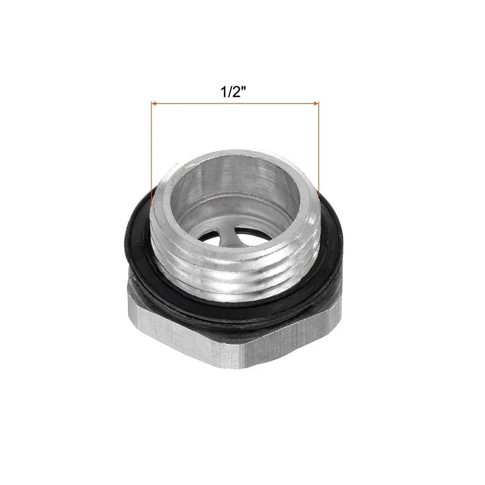 Oil Level Sight Glass Convenient Sight Glass Set for Air Compressor Oil Level Inspection 5PCS 1/2 Threaded Aluminum Sight Glass