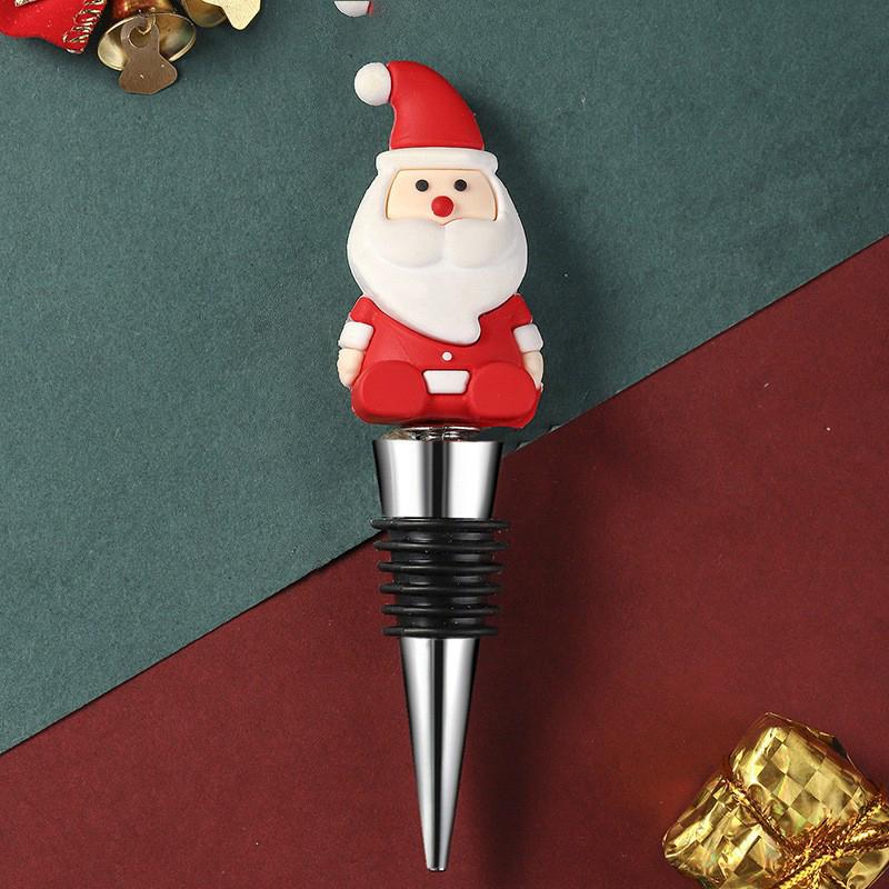 Christmas Wine Stopper Wine Beverage Bottle Cap Leak Proof Sealed Fresh Wine Cork Cute Santa Claus Decor Wine Champagne Stopper