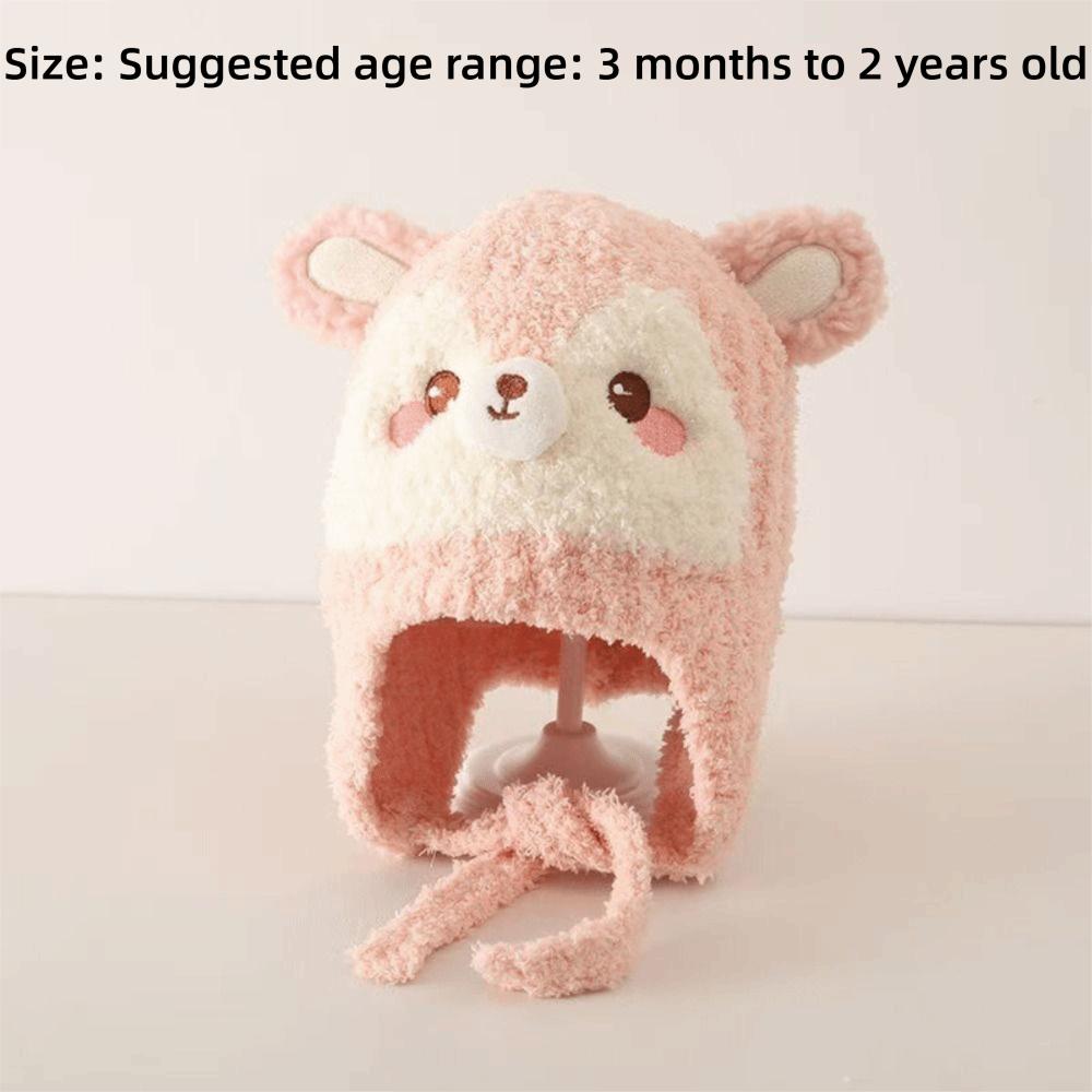 Cartoon Kids Earflap Beanie Thick Plush Lined Infant Winter Cap Toddler Warm Hat Cold Weather
