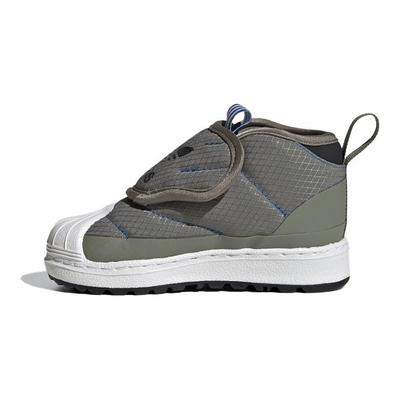 Originals Superstar Series Round Toe Velcro Warm Mid-Top Walking Shoes Baby Shoes Green FW1106