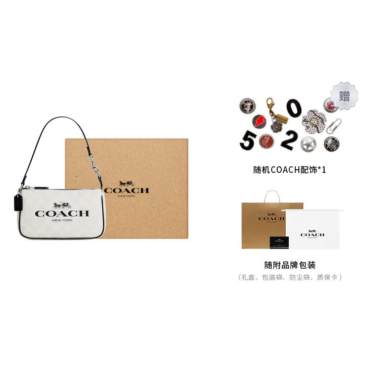 COACH Nolita Canvas With Smooth Leather Shoulder Bag Small Women's Black White CP252-SVCAH