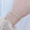 Korea Hot Fashion Zircon 14K Real Gold Plating Copper Inlaid AAA Zircon Bracelet Flower Stretch Adjustable Women Bracelet
