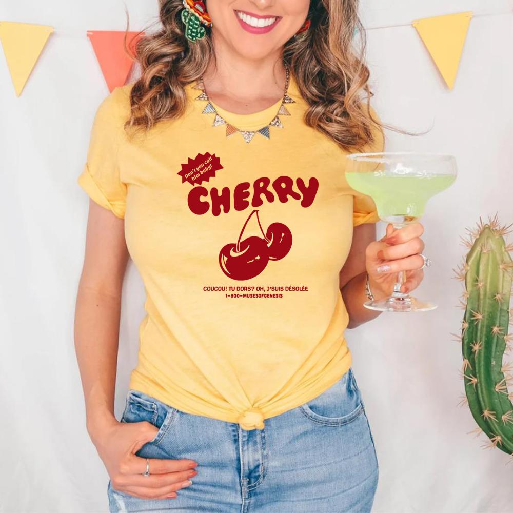 Cherry Vintage Shirt Cute Cherries Graphic Tee Women Y2k Aesthetic Tshirt Short Sleeve Summer Tees Retro 90s Harajuku Tops