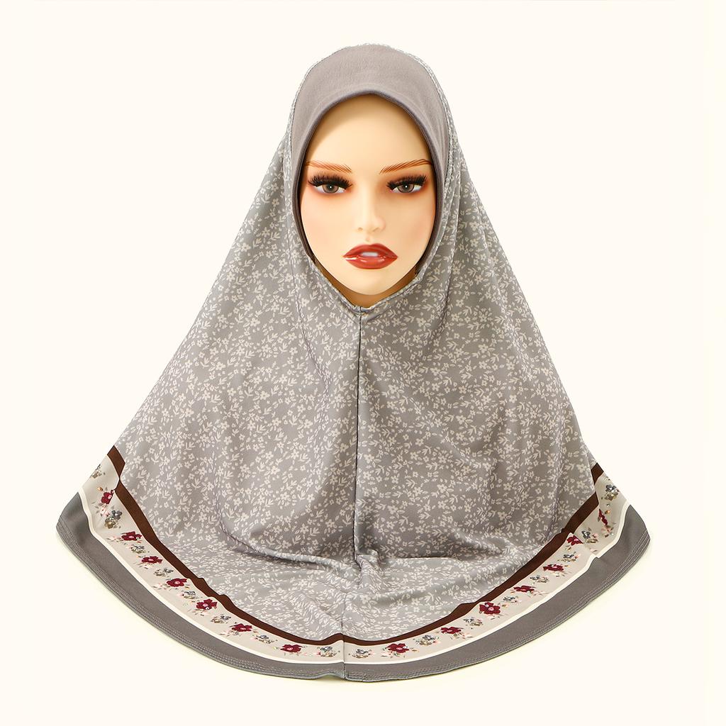 Modischer Chiffon Sofort-Hijab Vollabdeckung Kopf Damen Weicher Chiffon Amira Schal Islamische Frau Ramadan Kopftuch Bedruckter Turban