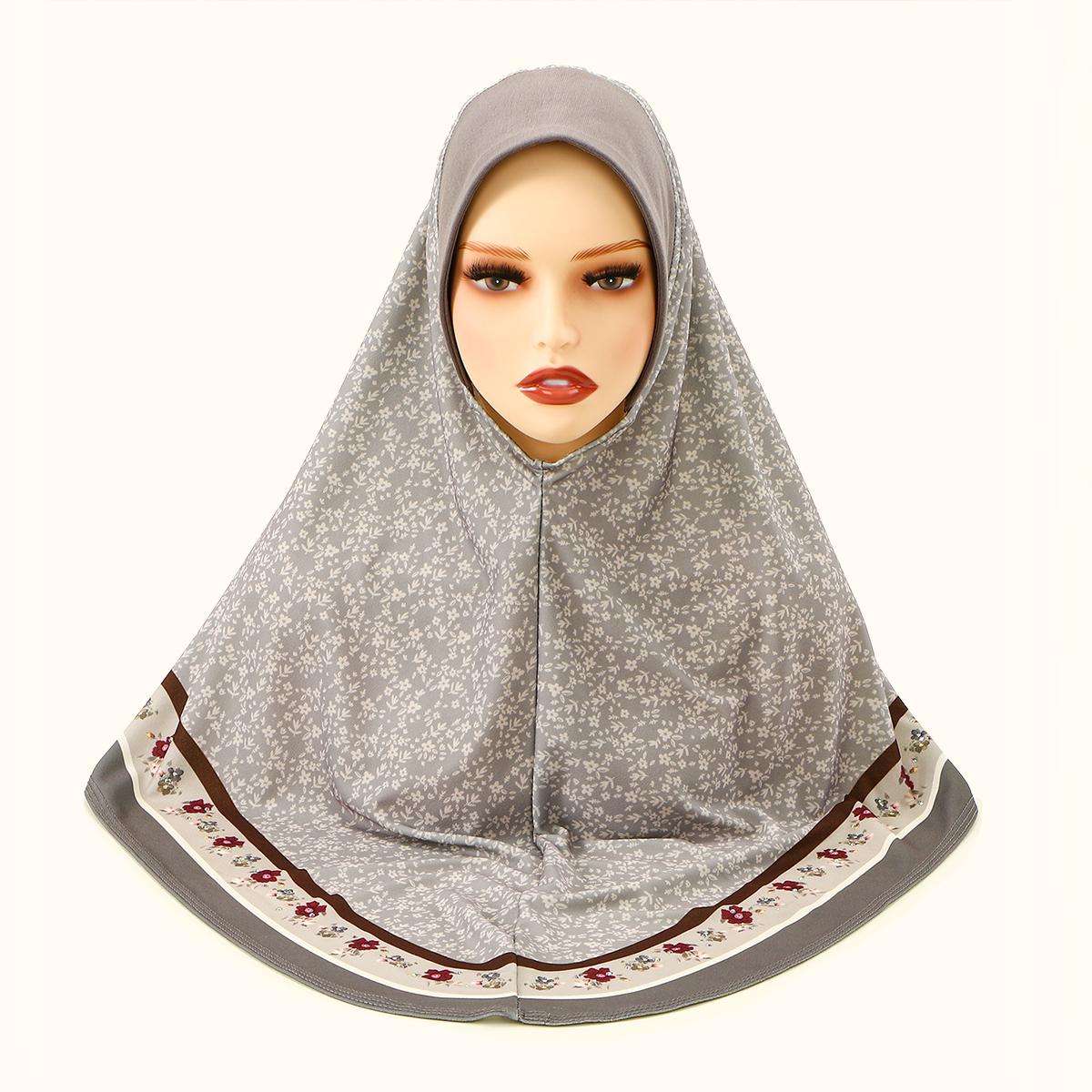 

Fashion Chiffon Instant Hijab Full Cover Head Women Soft Chiffon Amira Scarf Islam Female Ramadan Headscarf Printed Turban