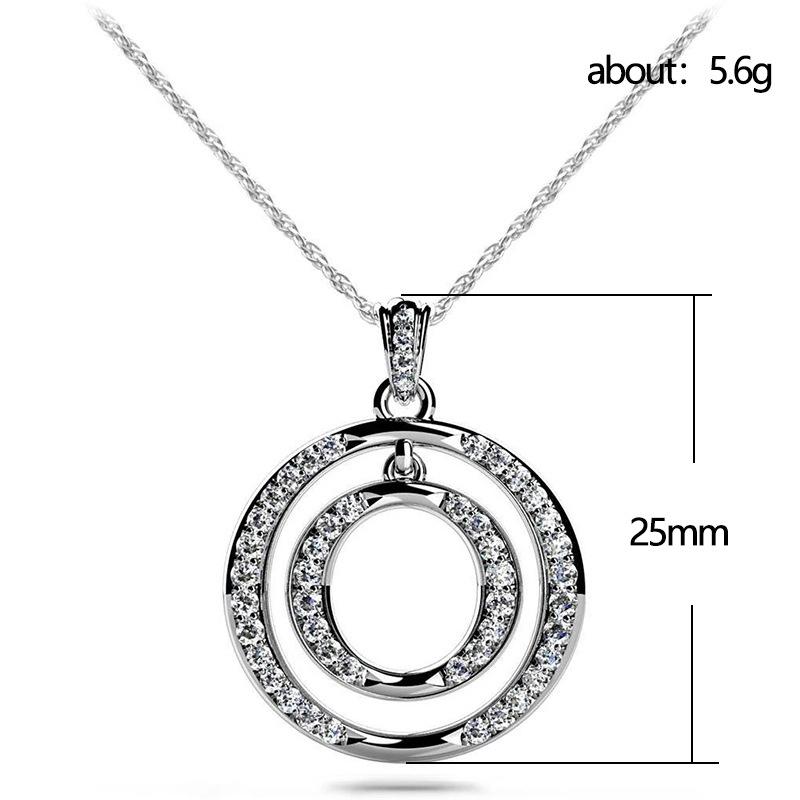 Huitan Double Circle Design Women Pendant Necklace  Color Inlaid Shiny CZ Party Daily Fashion Female Accessories Jewelry