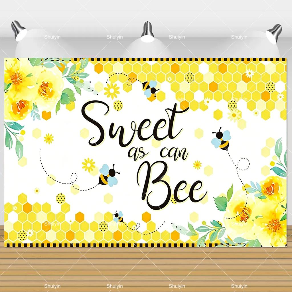 Fondo de Abejita de Dibujos Animados Decoraciones para el 1er Cumpleaños de Niños Suministros para Fiestas Niña Miel Niño Revelación de Género Banner para Baby Shower Accesorios