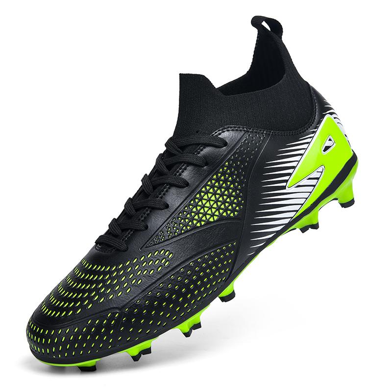 32-47 Bambini Uomo Taglia Grande Scarpe da Calcio High Top Chiodi Lunghi Outdoor Antiscivolo Scarponcini da Calcio