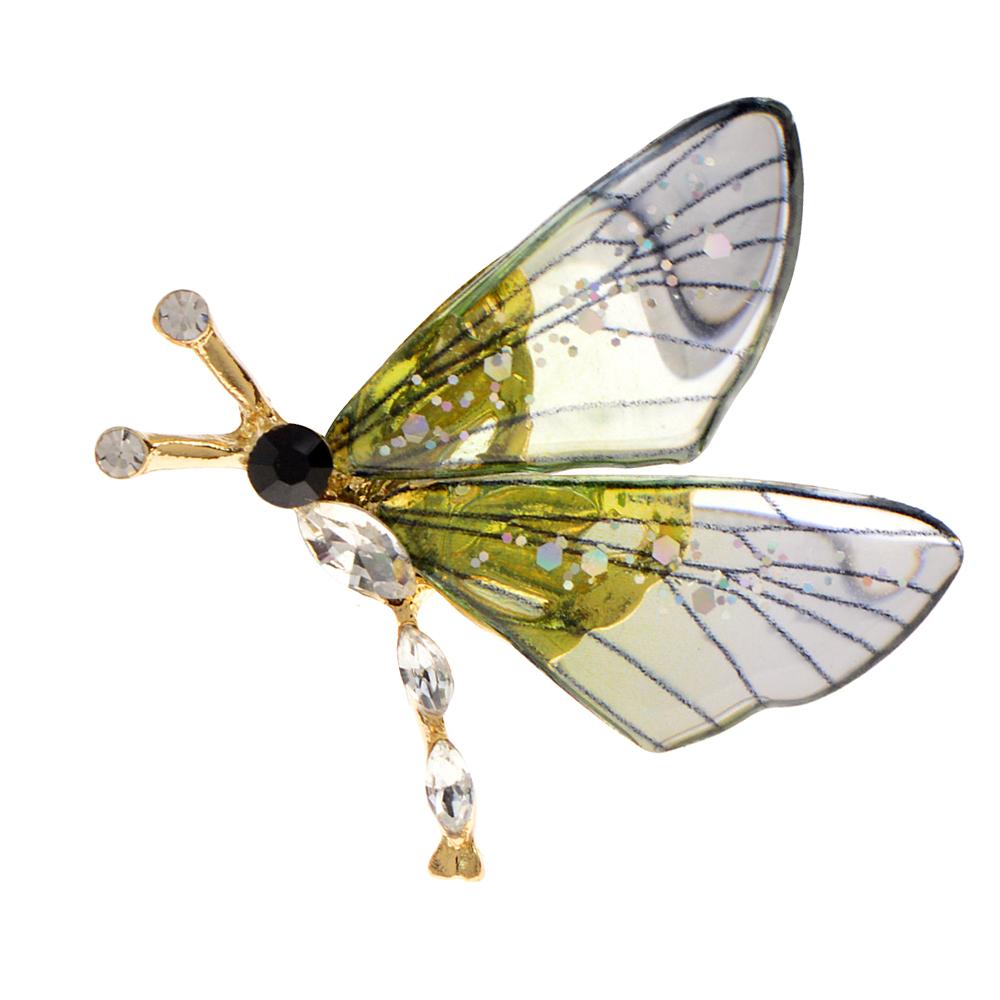 Transparent Color Butterfly Brooches for Women Rhinestone Insect Pin 3 Color Available Allpy Material Winter Jewelry