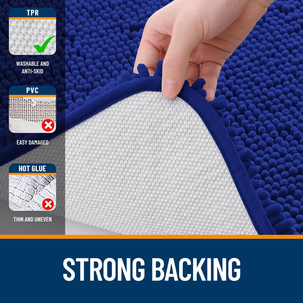 Olanly Shaggy Soft Absorbent Bath Rug Bathroom Rug Mat Non Slip Thick Plush Machine Washable Bath Mat For Bathroom Shower 61x150