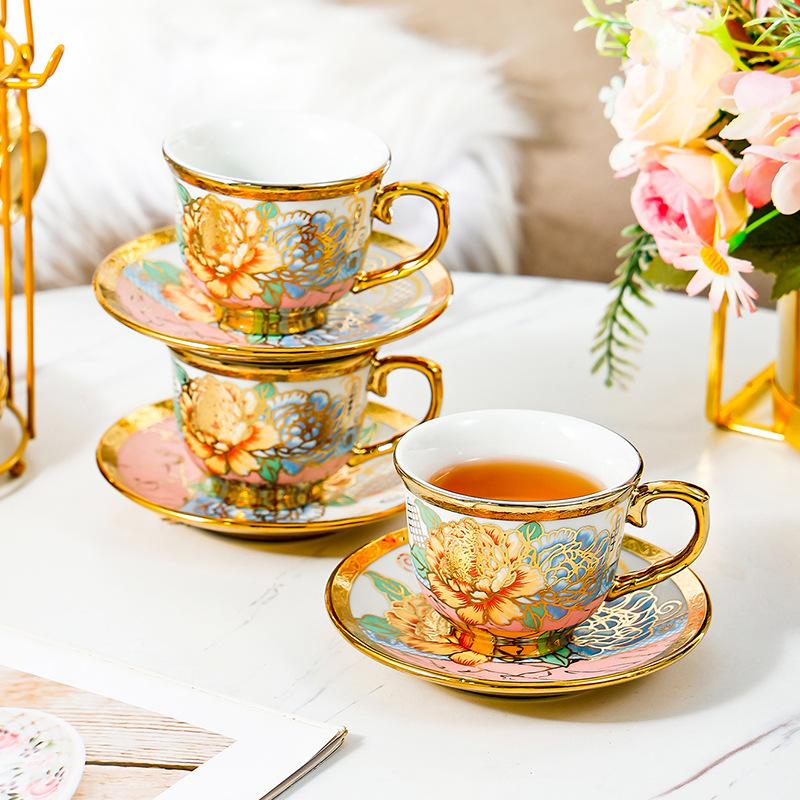 High-End Tea Set Ceramic Coffee Cup Set Scented Tea English Afternoon Tea Flower Home Living Room Office