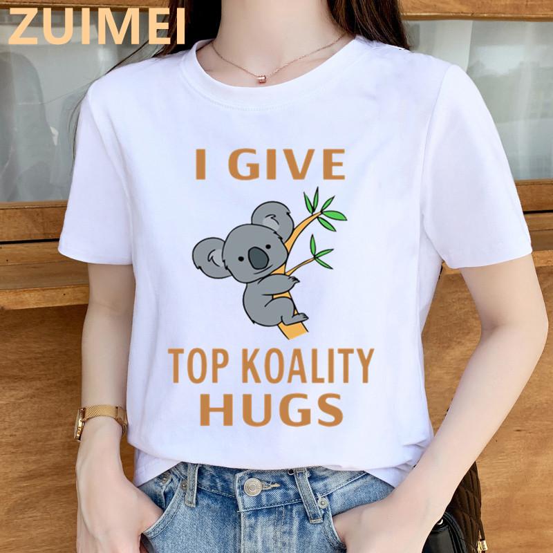 Funny Koala My Puns Are Nope Print Harajuku Top Women T-shirt Casual Ladies Basic O-collar Short Sleeved T-shirt Girl,Drop Ship