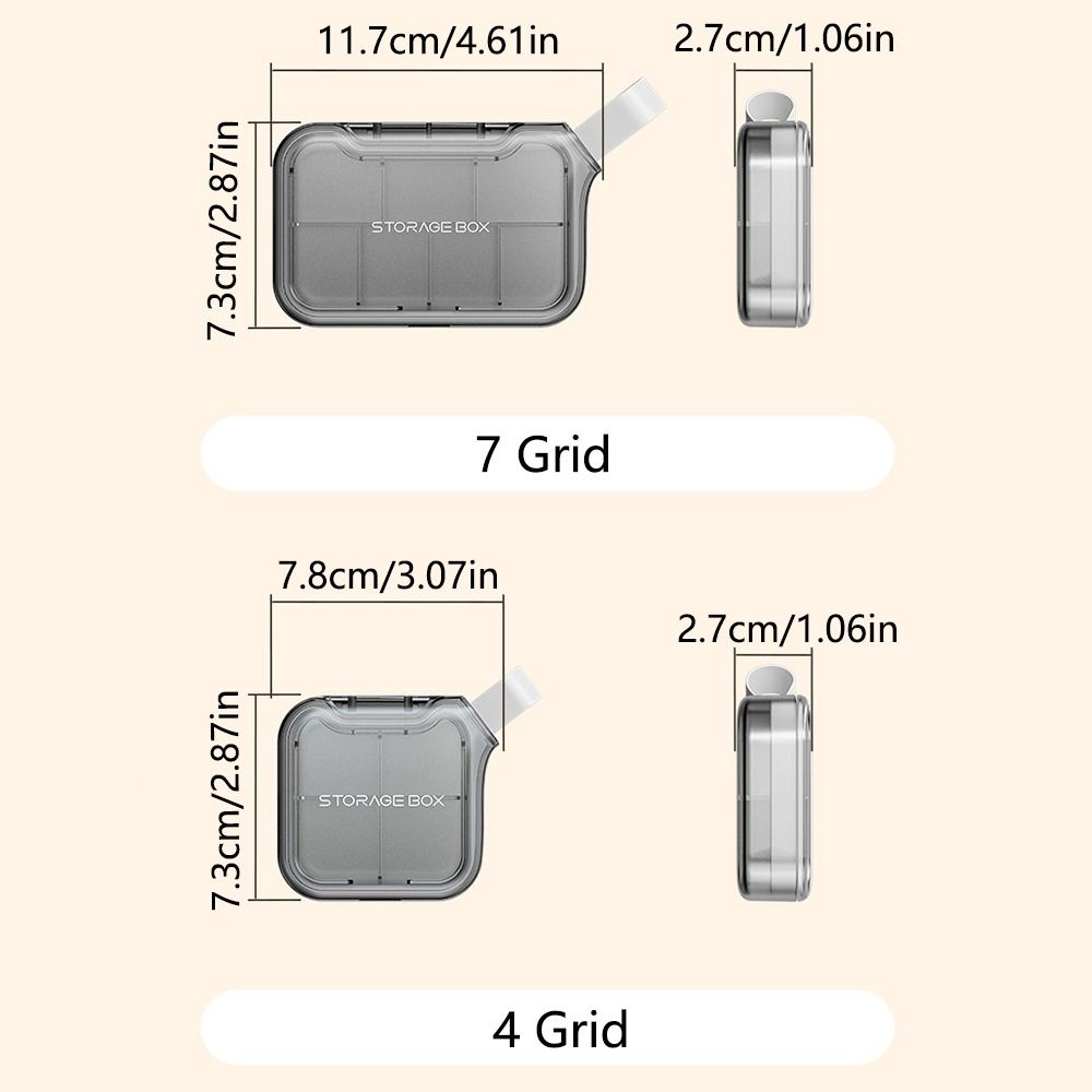 4/7 Grids Portable Pill Box Damp-Proof Food-Grade Sealed Pill Dispenser Large Capacity with Handle Travel Medicine Case