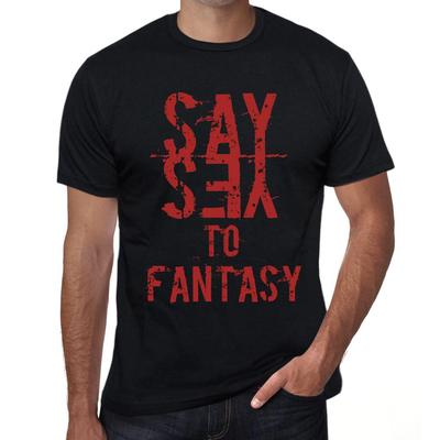 T-shirt vintage pour hommes T-shirt graphique Dites oui à la fantaisie Noir profond
