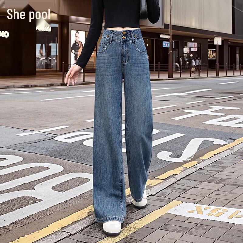 Shechi Women s Tencel Blend Wide-Leg Jeans M