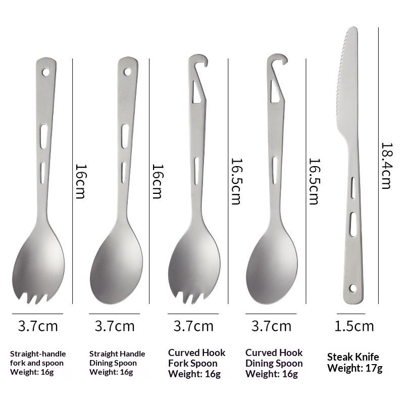 2 In 1 Outdoor Titanium Spoon Camping Tableware Portable Bottle Opener Camping Picnic Dinner Spork Fork For Travel Backpacking