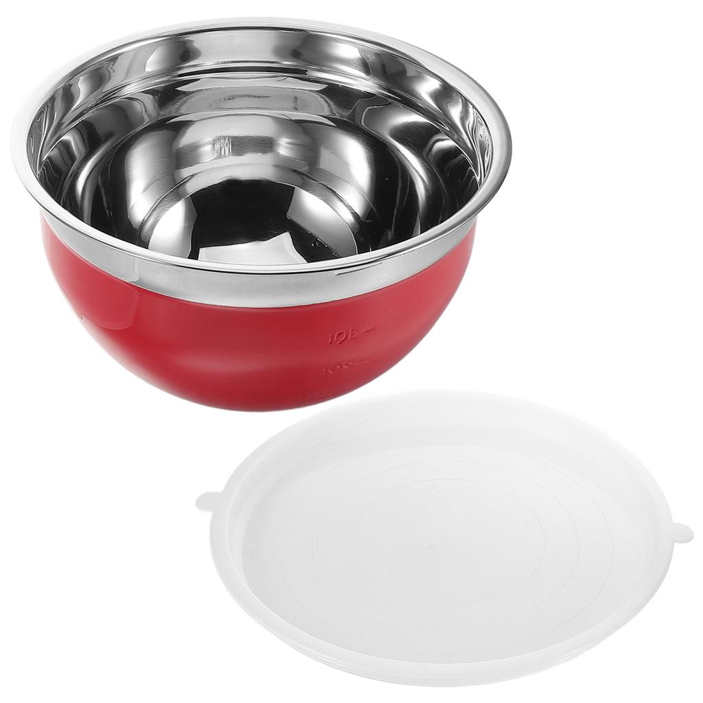 24Cm Stainless Steel Salad Bowl with Lid Fresh Keeping Food Container for Soup Rice Noodle Storage Versatile Kitchen Serving