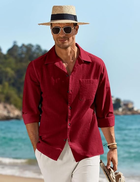 Men’s Casual Cotton Blend Stylish Solid Shirt for Beach, Office & Everyday Wear