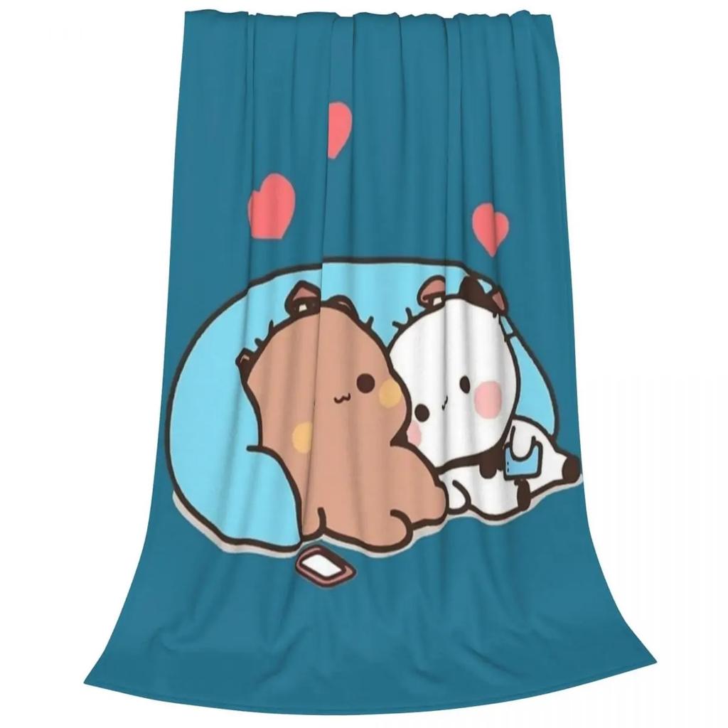 Bear And Panda Bubu Dudu Blanket Cute Cartoon Balloon Flannel Throw Blankets Bedroom Sofa Decoration Soft Warm Bedsprea