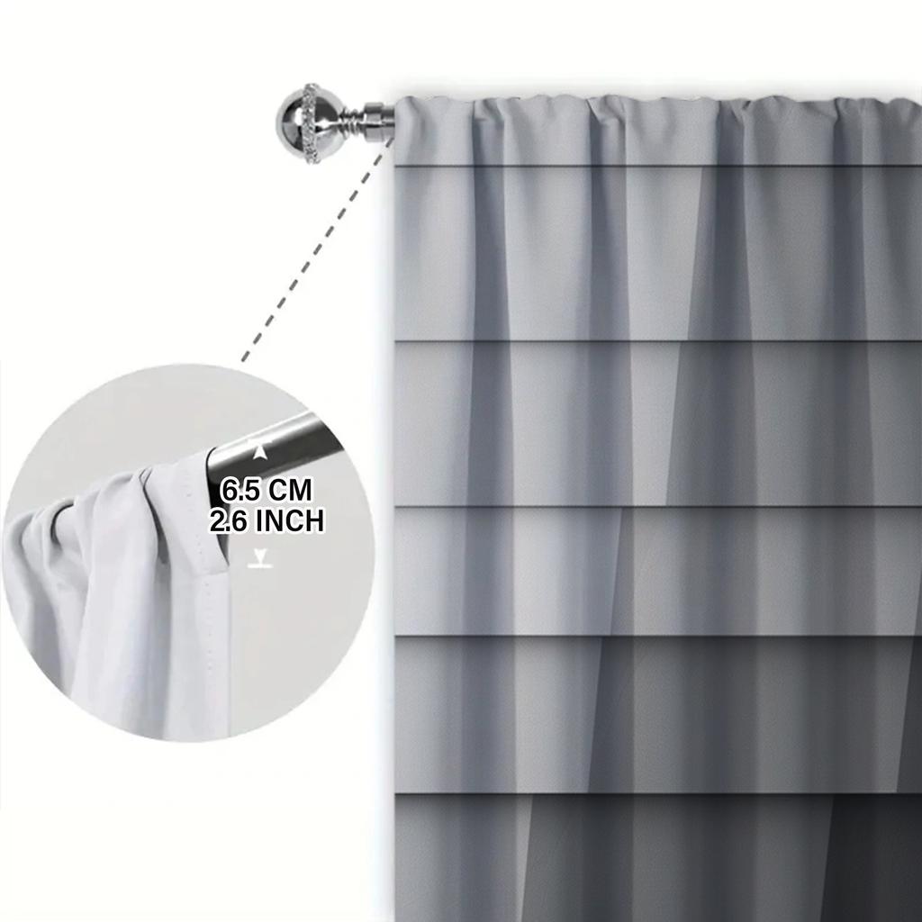2 ks Závěs s šedou stupnicí pro domácí dekoraci - Okenní dekorace s tunýlkem na tyč pro ložnici, kancelář, kuchyň
