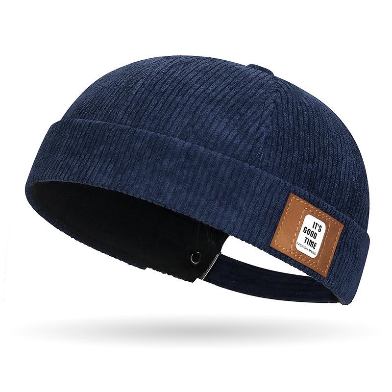 Women's Retro Corduroy Brimless Melon Cap - Trendy Autumn/Winter Yuppie & Hip-Hop Style Hat