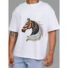 Unisex T-Shirt White Horse Head with Colorful Tribal Pattern Print Casual Wear for Men and Women