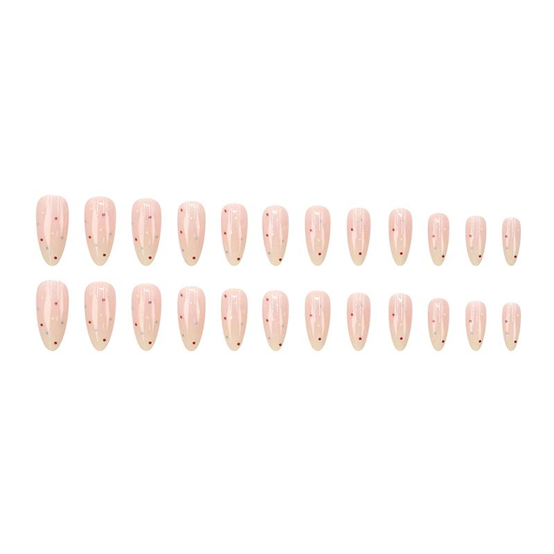 24 шт. Розово-белые градиентные маленькие в горошек накладные ногти с желеобразным клеем, съемные накладные ногти, полное покрытие, накладные ногти